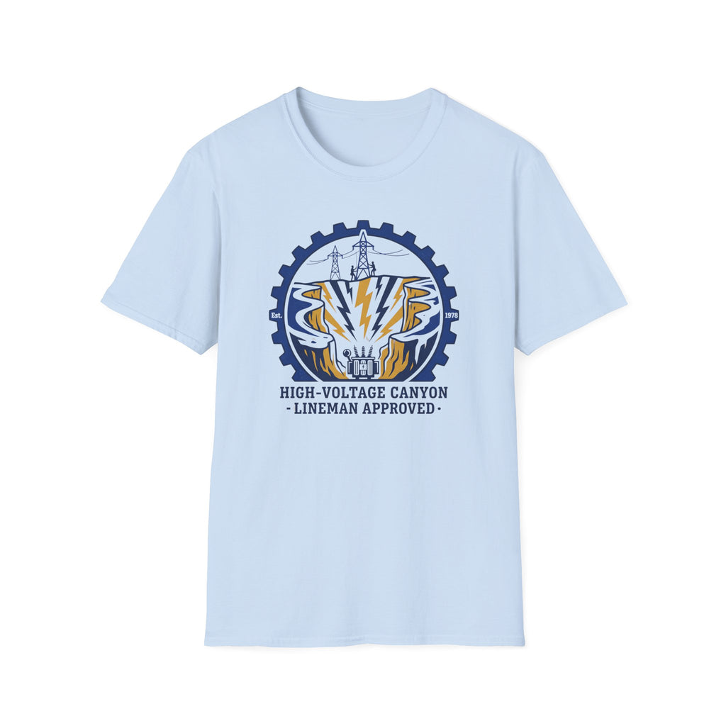 High Votage Canyon Lineman Approved Blue T-Shirt