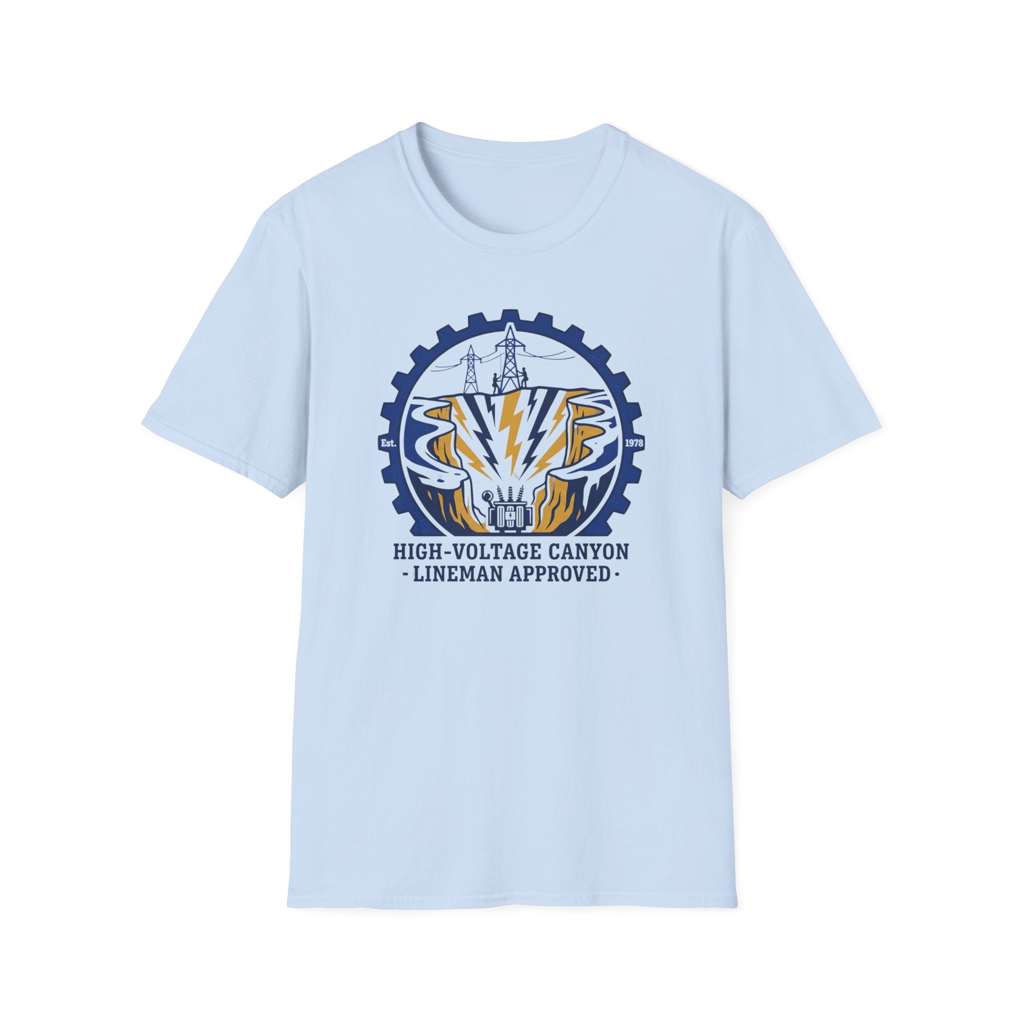 High Votage Canyon Lineman Approved Blue T-Shirt