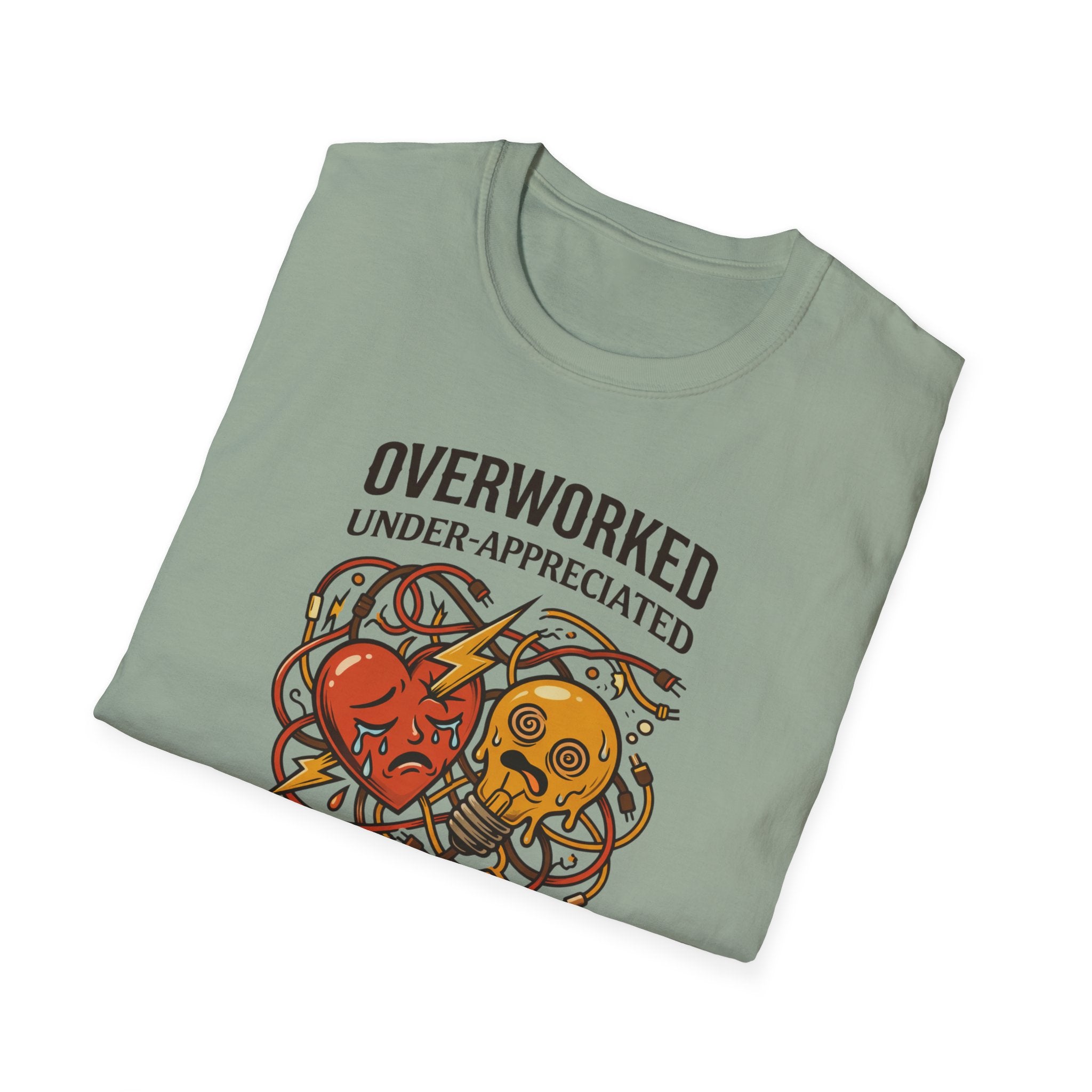 Overworked & Under-Appreciated Heart And Lightbulb I T-Shirt