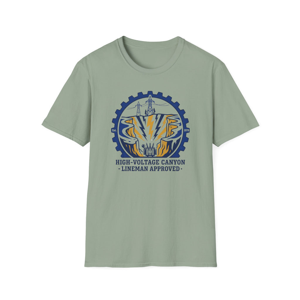 High Votage Canyon Lineman Approved Blue T-Shirt