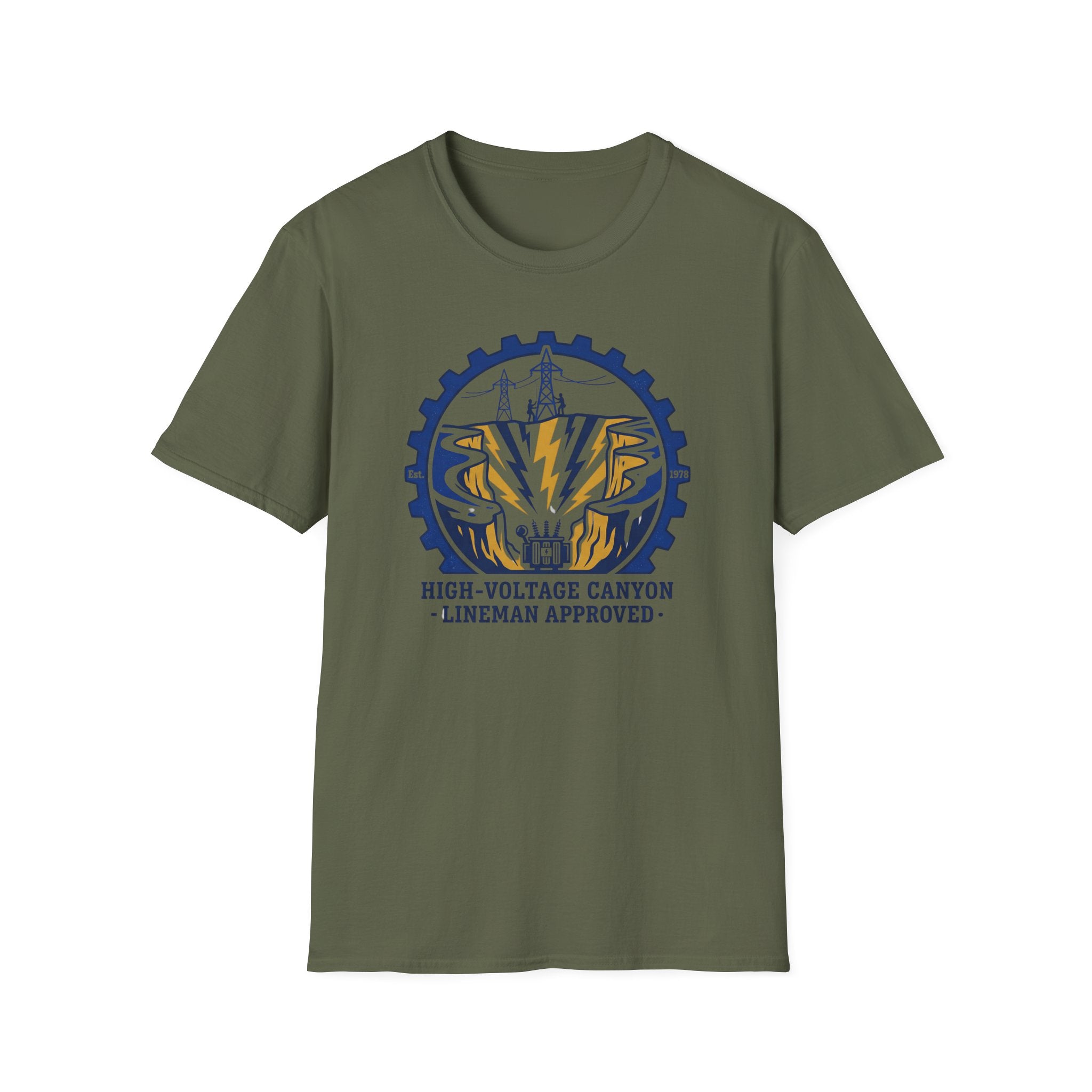 High Votage Canyon Lineman Approved Blue T-Shirt