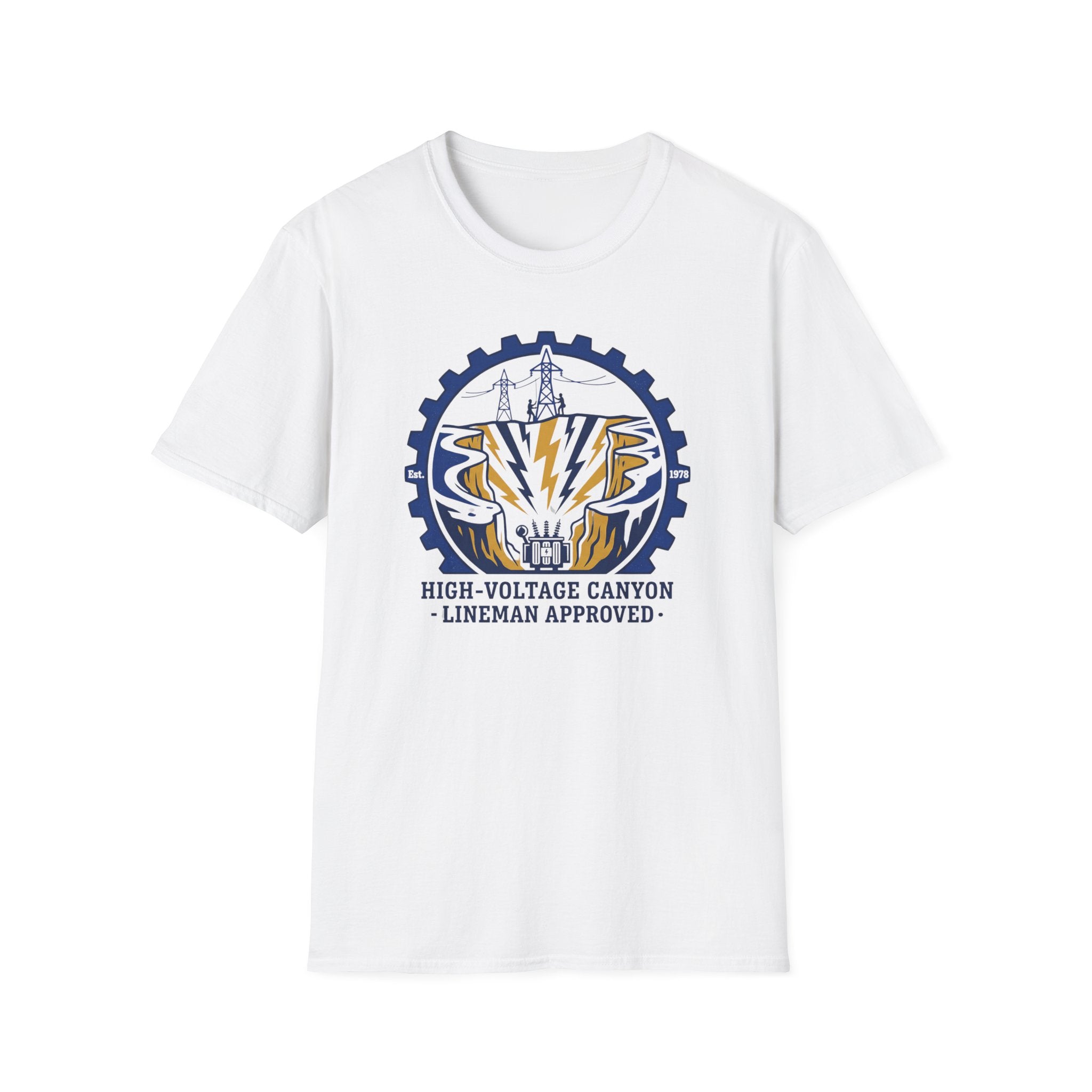 High Votage Canyon Lineman Approved Blue T-Shirt