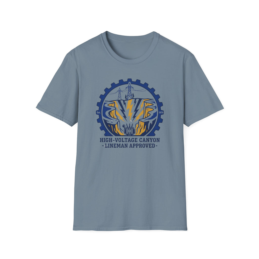 High Votage Canyon Lineman Approved Blue T-Shirt