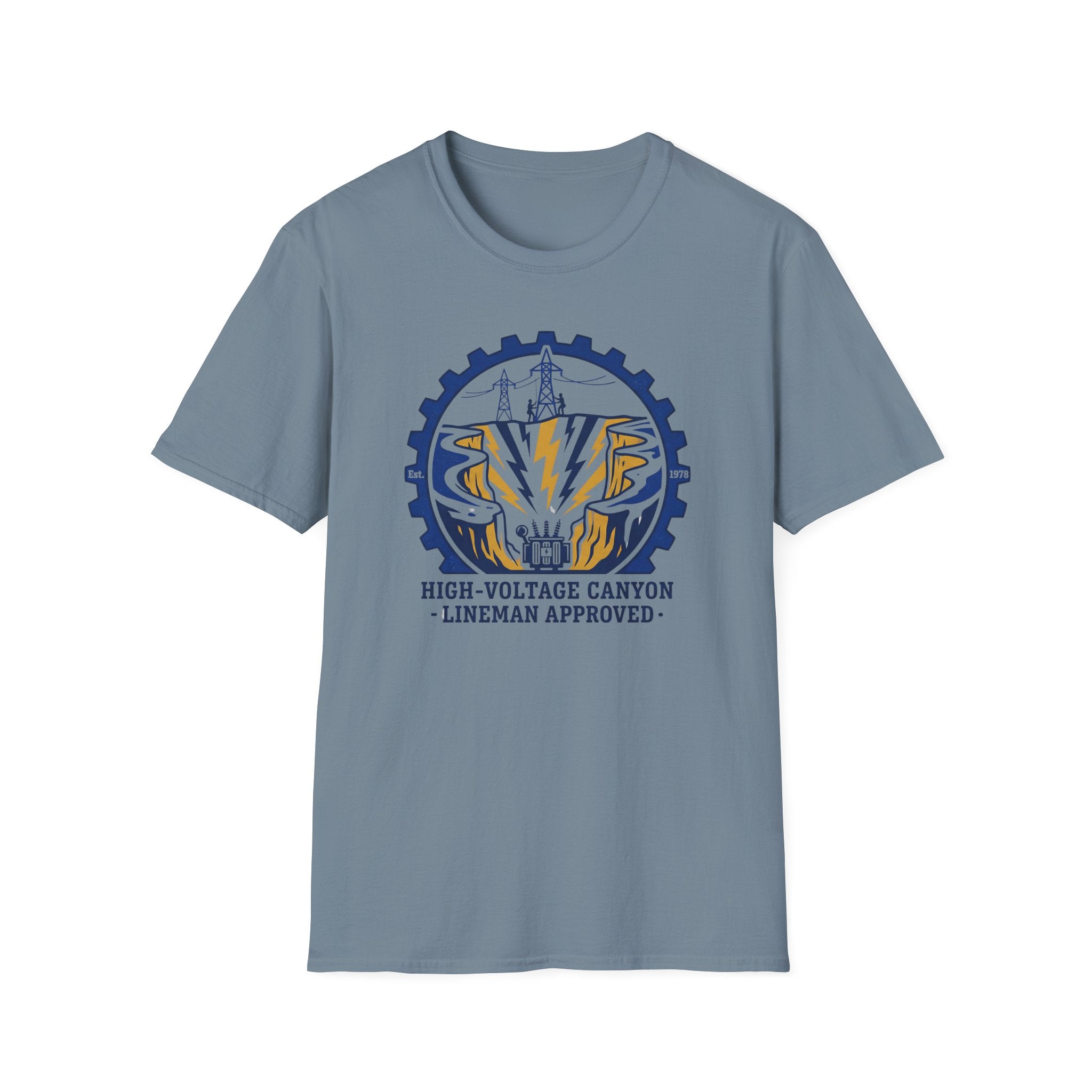 High Votage Canyon Lineman Approved Blue T-Shirt